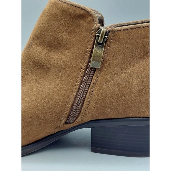 Xappeal Ladies Brown Zip Up Stewart Booties Boots Size 8 Block Heel Faux Suede - Picture 7 of 12